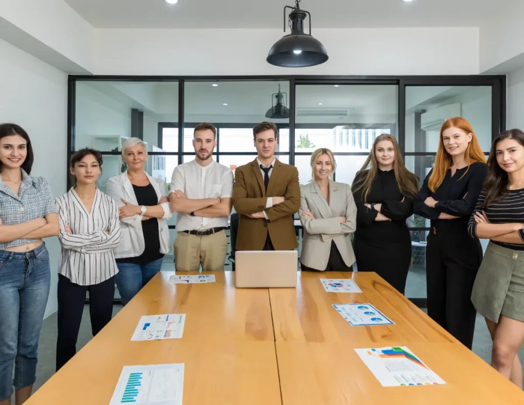 kolegové brainstormují v kanceláři na online marketingovou kampaní